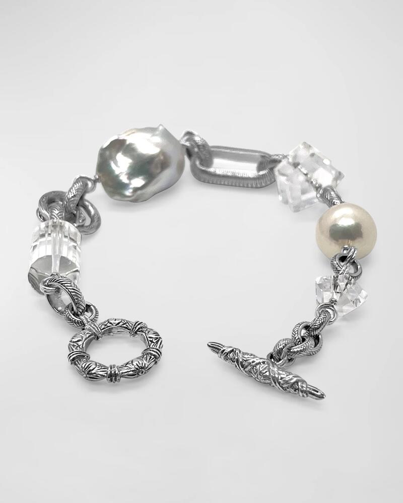 Stephen Dweck Natural Quartz and Baroque Pearl Bracelet in Sterling Silver Cover