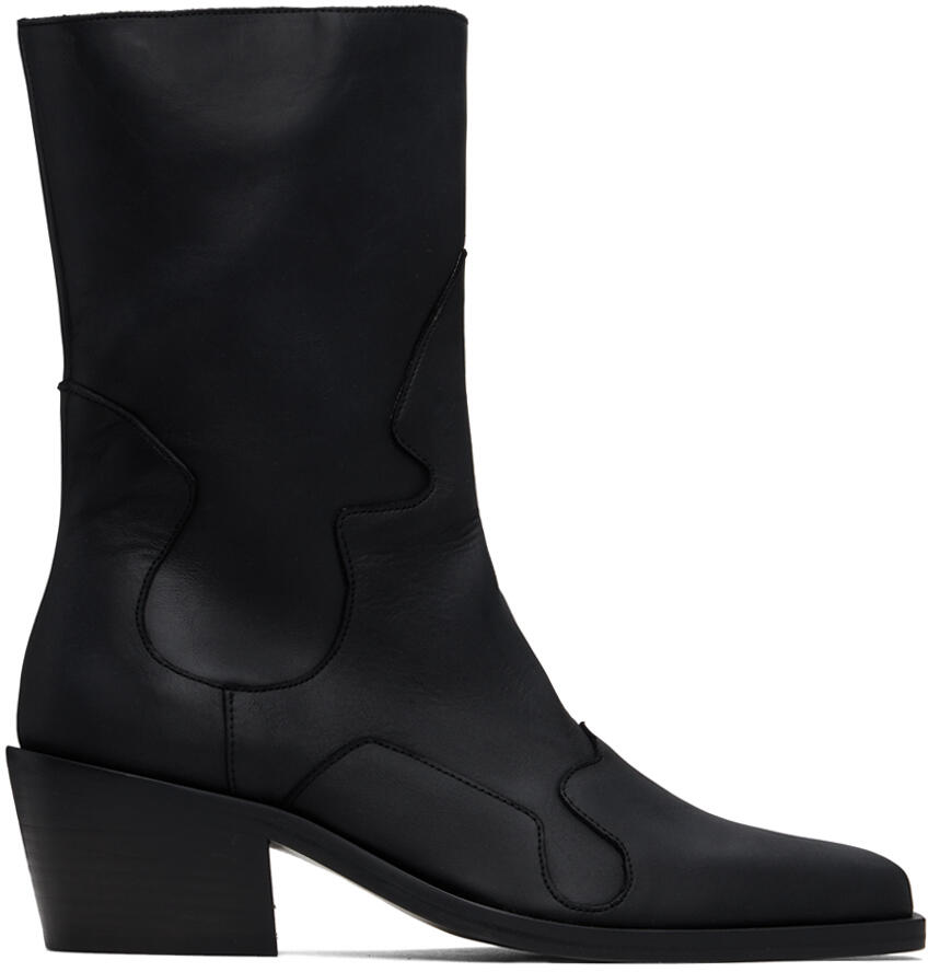 Eckhaus Latta SSENSE Exclusive Black Cowboy Boots Cover