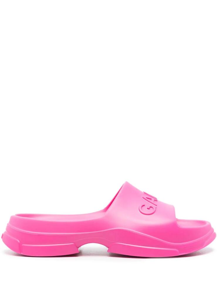 GANNI logo-embossed chunky slides - Pink Cover