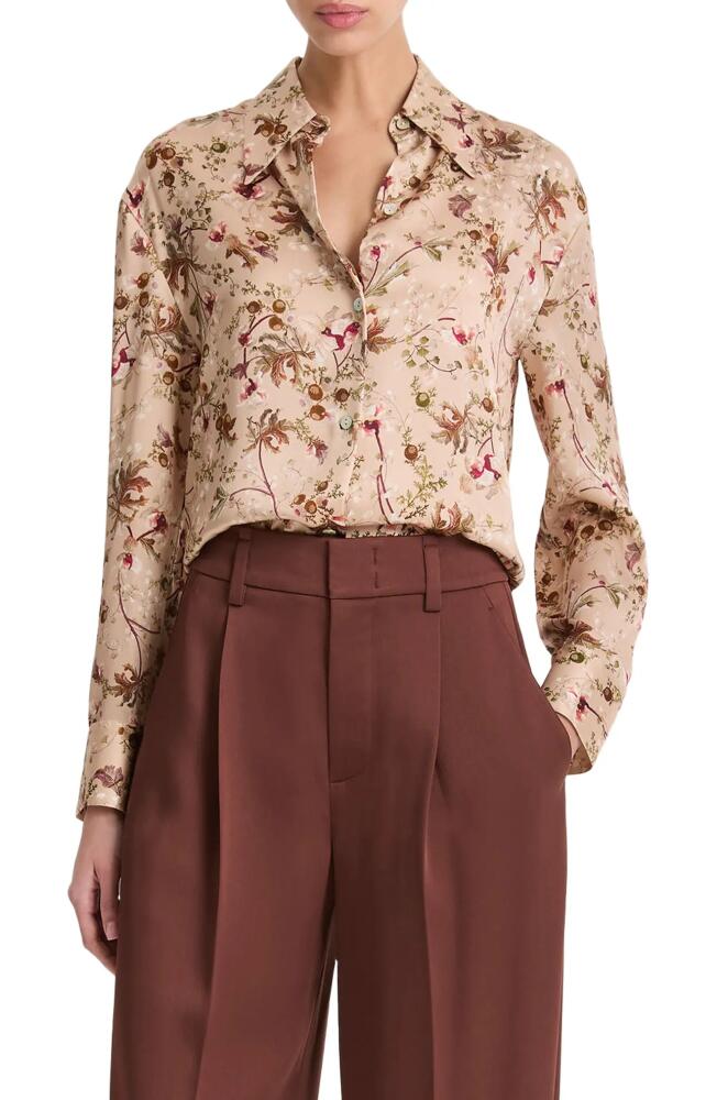 Vince Orchid Vine Silk Button-Up Shirt in Pale Camel Cover