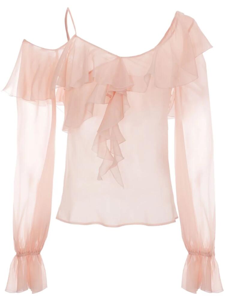 Blumarine asymmetric-neck silk blouse - Pink Cover