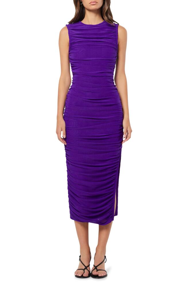 Elliatt Debbi Sleeveless Ruched Midi Cocktail Dress in Purple Cover