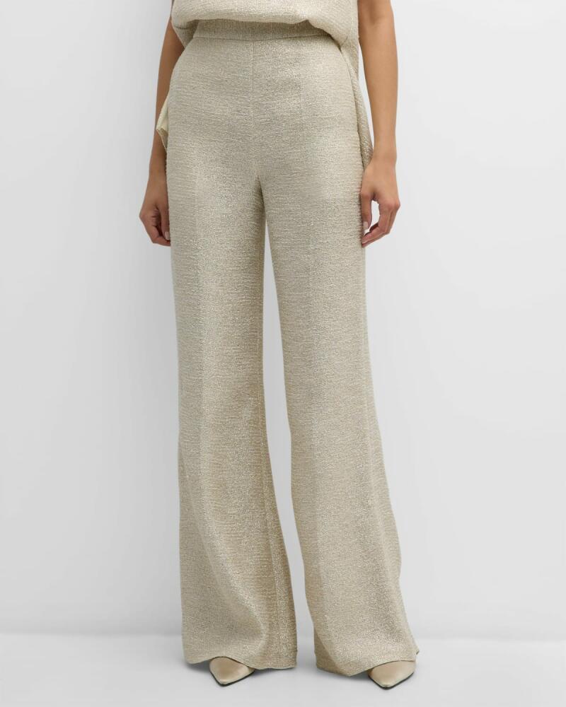 Adam Lippes Bettina Mid-Rise Metallic Tweed Wide-Leg Pants Cover