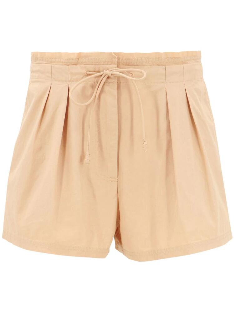 Ulla Johnson Camryn pleated cotton shorts - Neutrals Cover