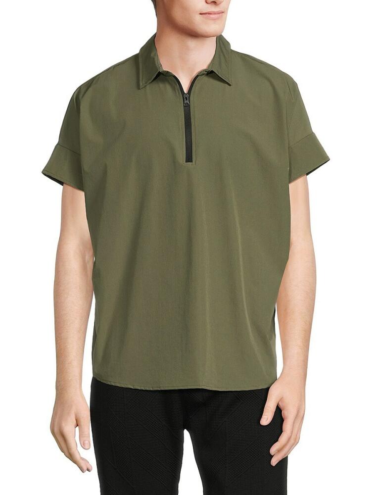 American Stitch Men's Zip Front Polo - Olive Cover