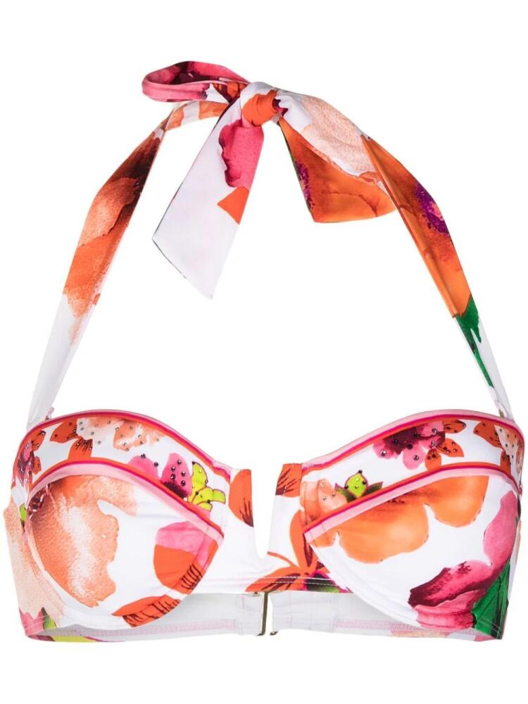 Camilla floral-print bikini top - White Cover