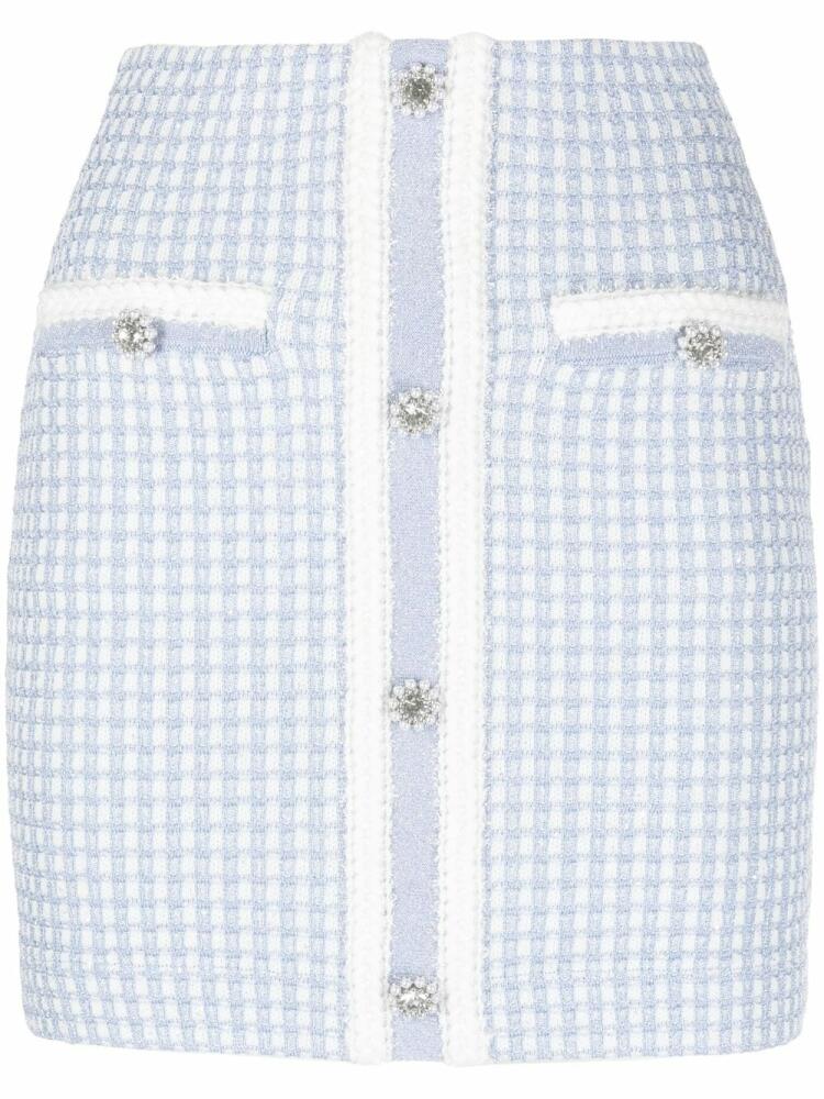 Self-Portrait checked metallic mini skirt - Blue Cover