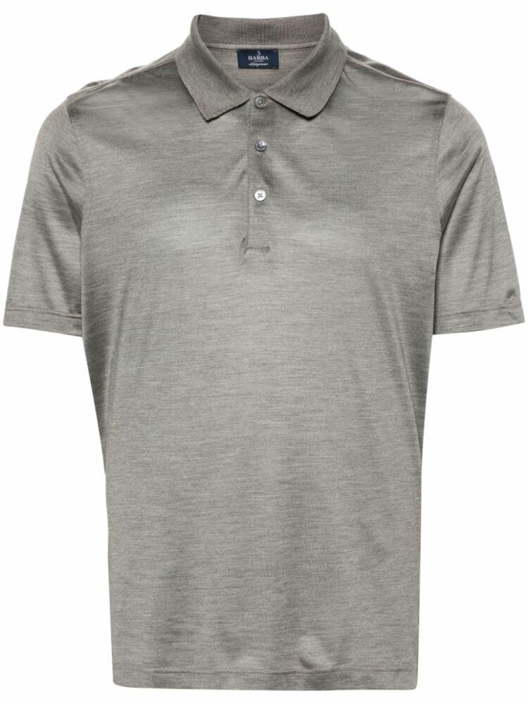 Barba mélange-effect silk polo shirt - Grey Cover