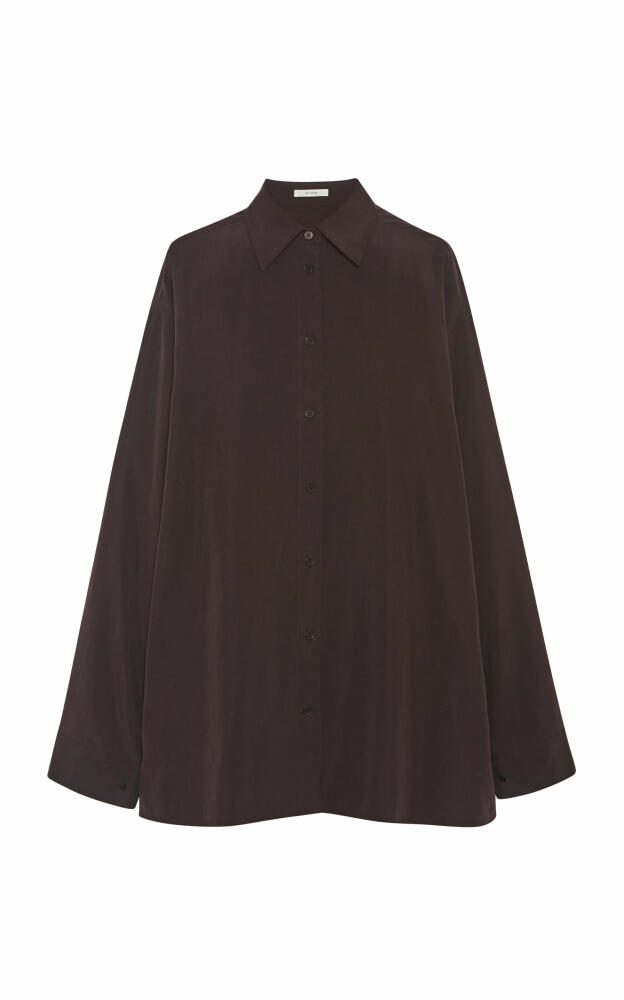 The Row - Caroline Silk Button-Down Shirt - Brown Cover