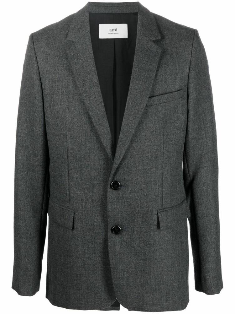 AMI Paris single-breasted virgin wool blazer - Grey Cover