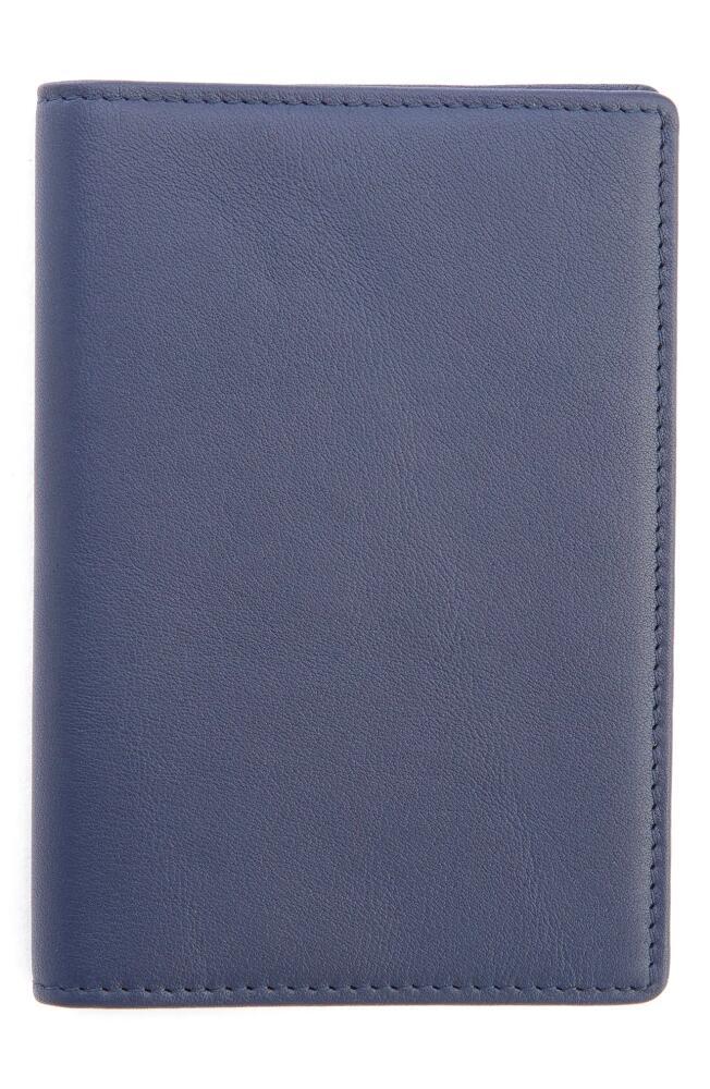 ROYCE New York Personalized Leather Vaccine Card Holder in Navy Blue - Gold Foil Cover