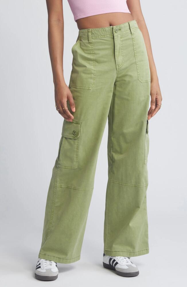 BP. Twill Wide Leg Cargo Pants in Olive Fir Cover