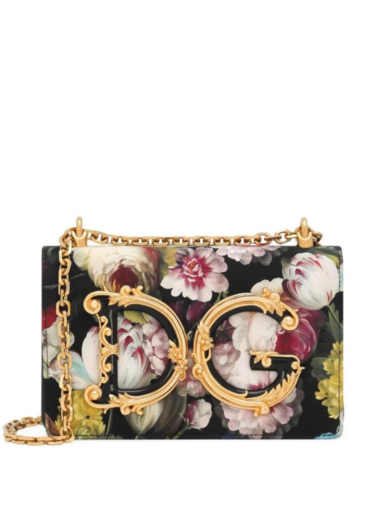 Dolce & Gabbana DG Girls floral-print shoulder bag - Black Cover