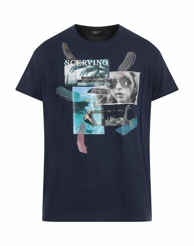 Scervino Man T-shirt Blue Cotton, Elastane Cover