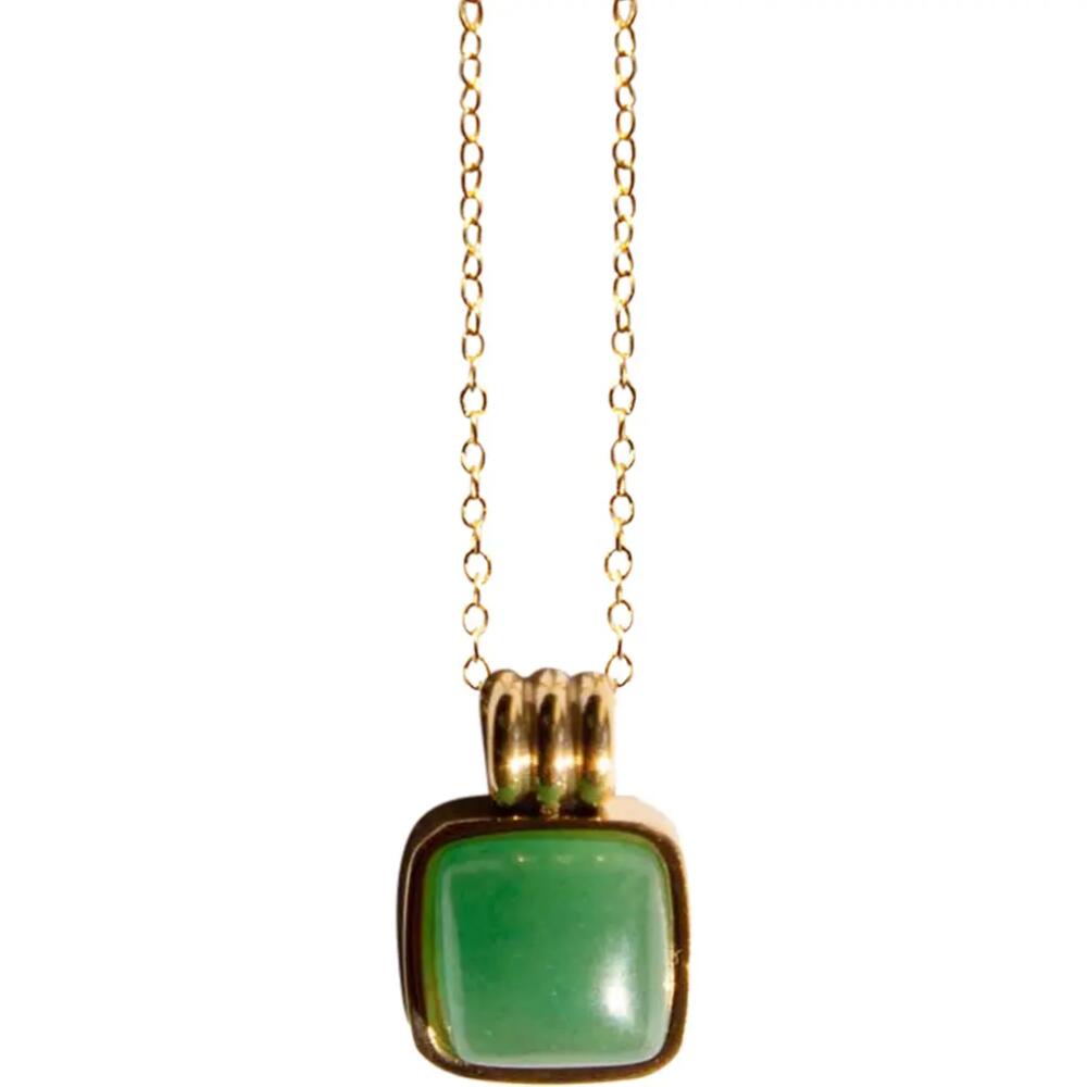 seree Puzzle Square Jade stone pendant necklace in Bright Green Cover