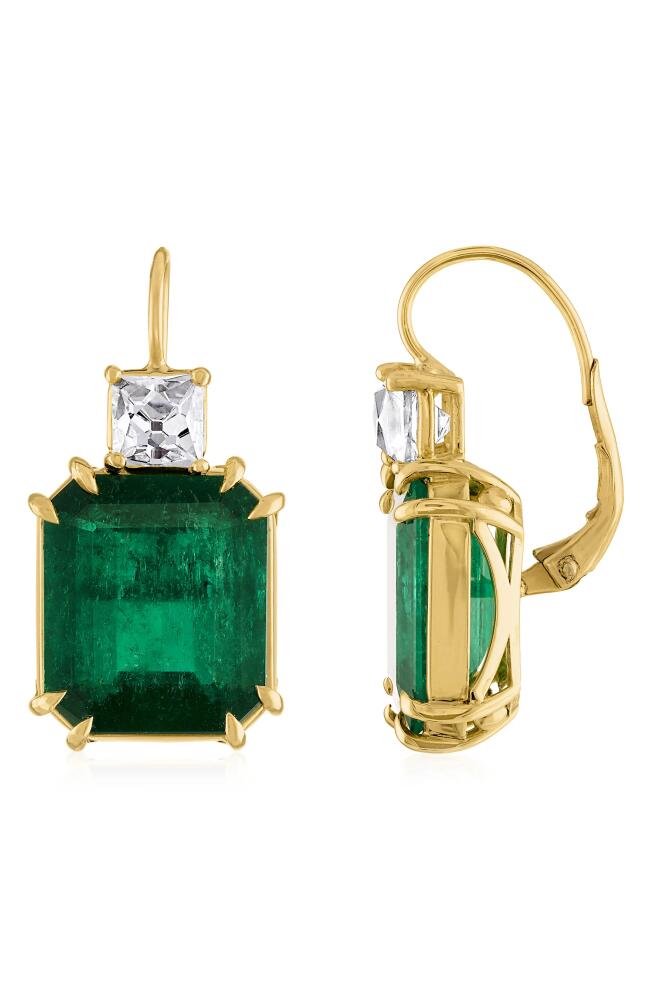 Mindi Mond Sheri Colombian Emerald & Diamond Drop Earrings in Gold/Diamond/Emerald Cover