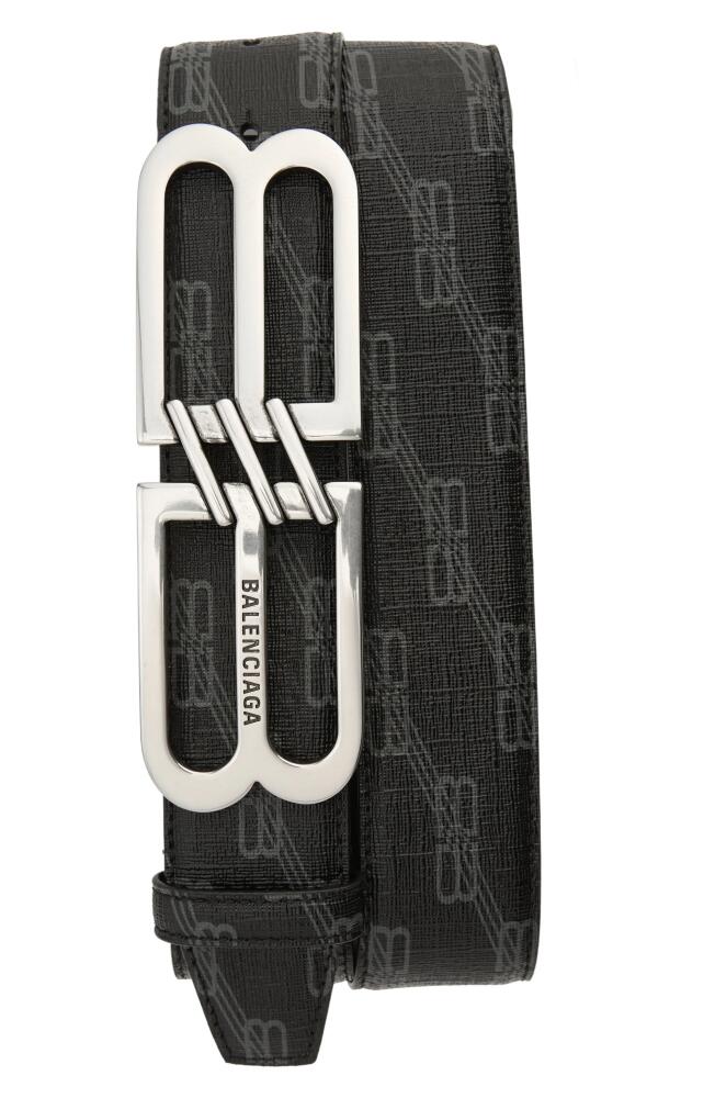 Balenciaga BB Logo Belt in Black/Grey Cover