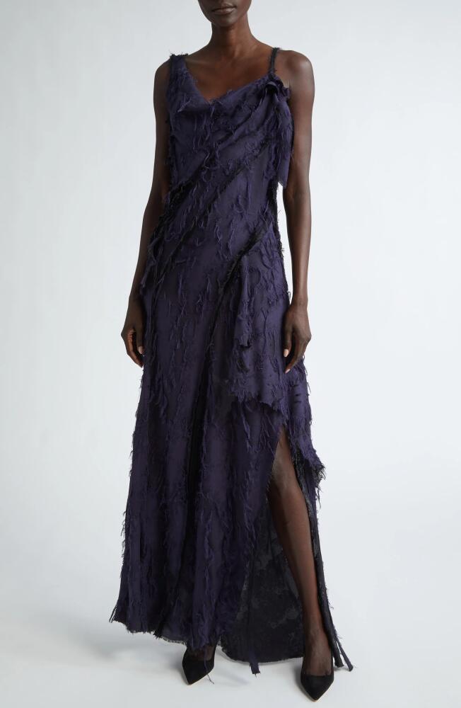 Jason Wu Collection Frayed Jacquard Gown in Navy Cover