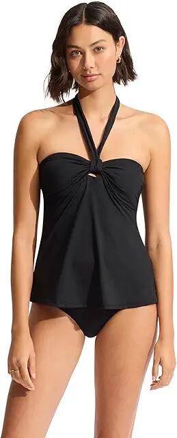 Seafolly Eco Collective Sash Tie Front Tankini (Black) Women's Swimwear Cover