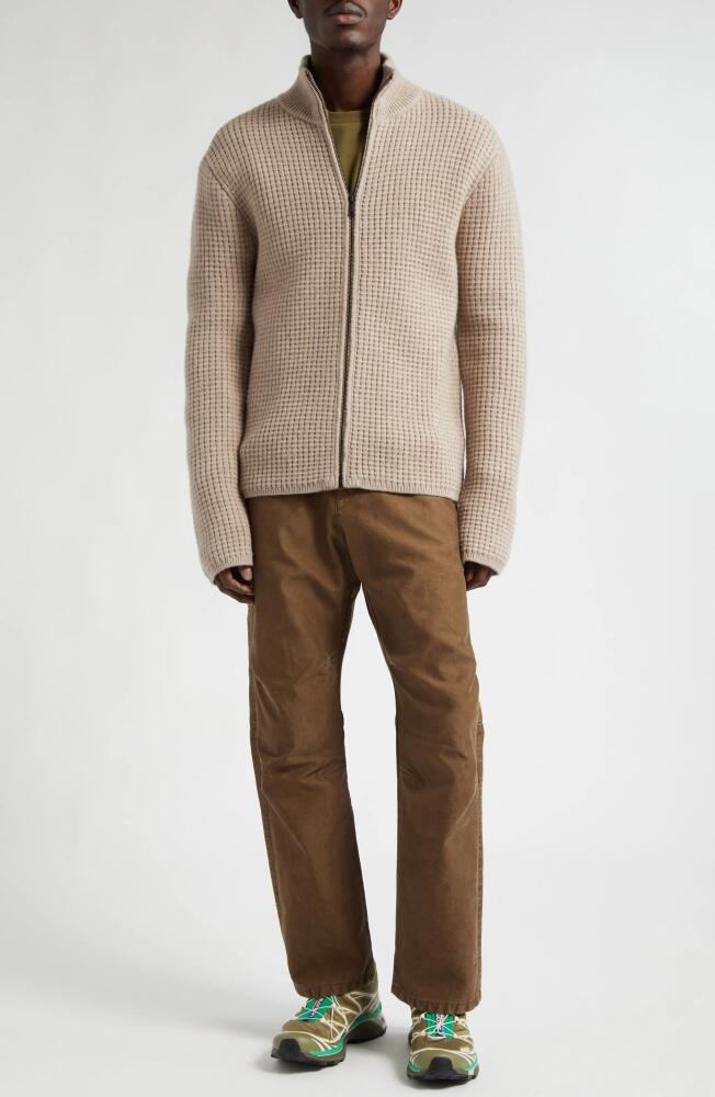 John Elliott Waffle Knit Zip Cardigan in Wheat Cover