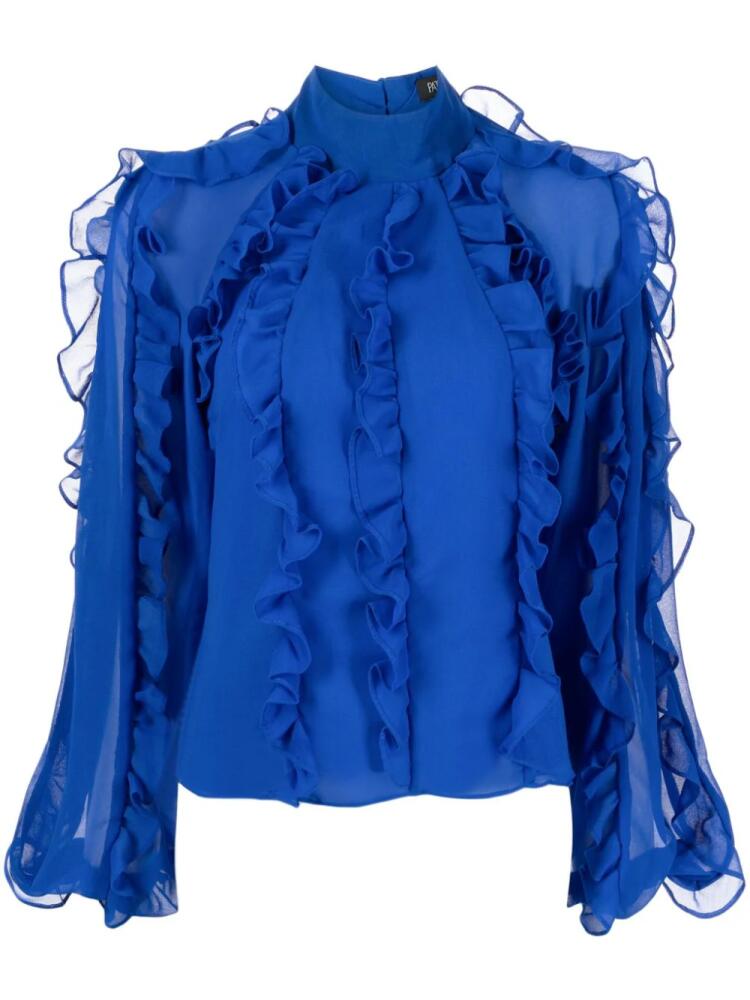 PatBO ruffled high-neck blouse - Blue Cover