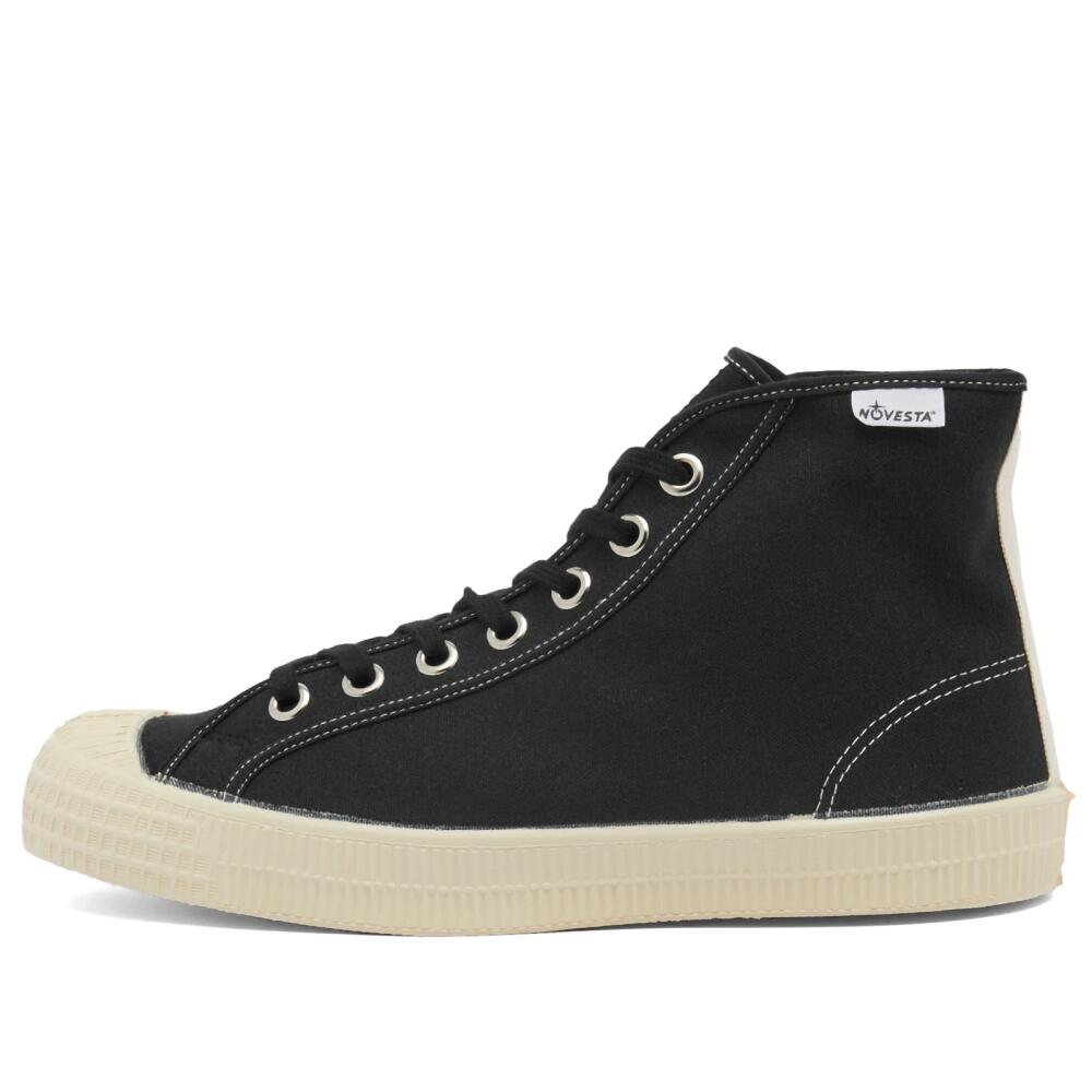 Novesta Men's Star Dribble Contrast Stitch Sneakers in Black/Beige Cover