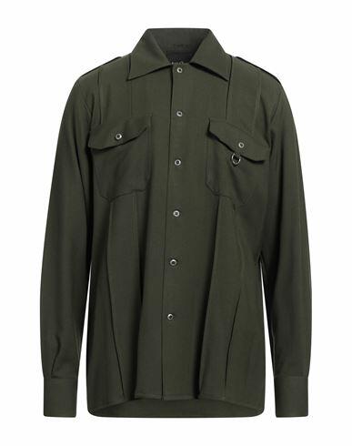 John Richmond Man Shirt Military green Viscose, Wool, Elastane Cover