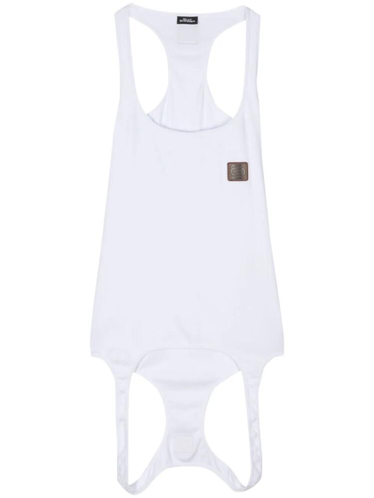 Olly Shinder logo-patch double-end cotton tank top - White Cover