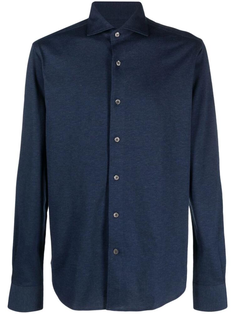 Orian mélange-effect long-sleeve shirt - Blue Cover