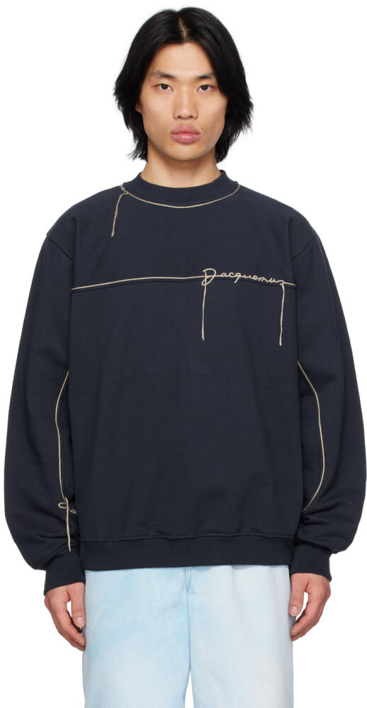 JACQUEMUS Navy Le Raphia 'Le Sweatshirt Fio' Sweatshirt Cover