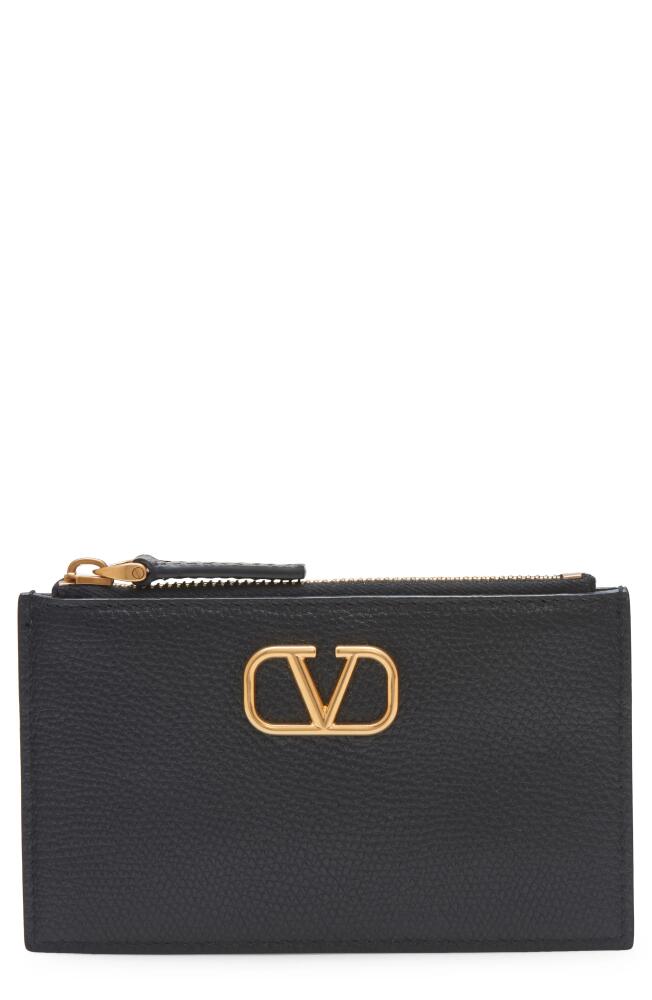 Valentino Garavani VLOGO Leather Coin Card Case in Nero Cover