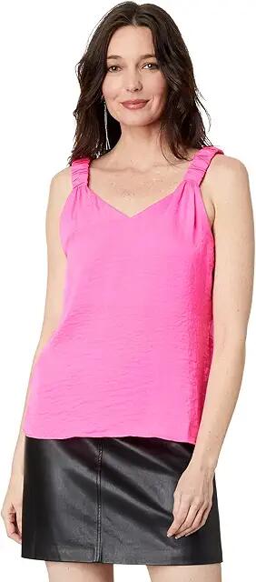 Vince Camuto Sleeveless Ruffle Strap Rumple Tank (Hot Pink) Women's Clothing Cover