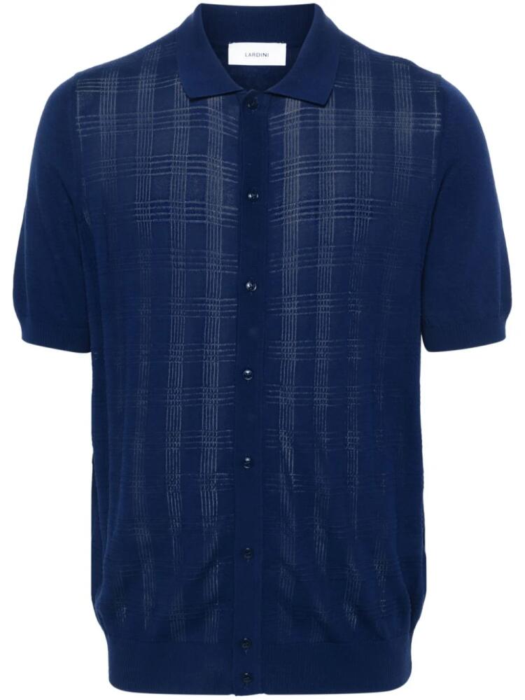 Lardini check-pattern cotton polo shirt - Blue Cover