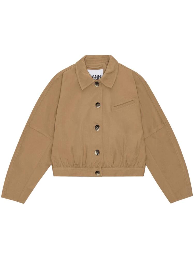 GANNI pleated cropped jacket - Neutrals Cover