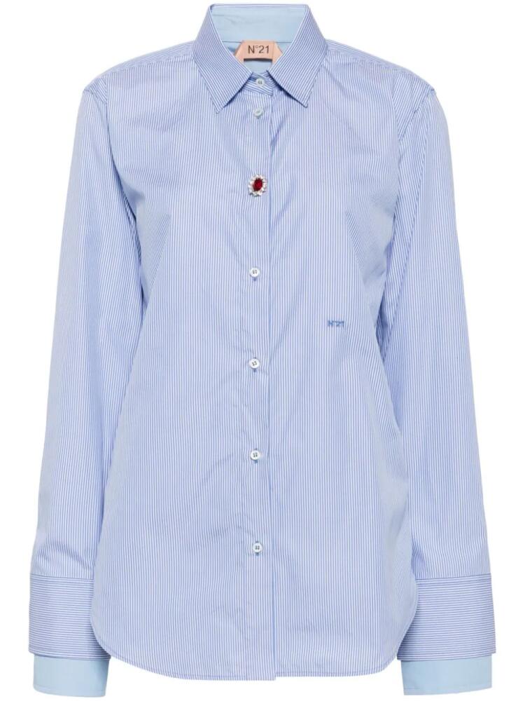 Nº21 logo-embroidered poplin shirt - Blue Cover