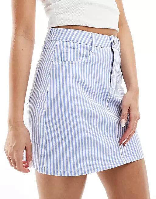 Nobody's Child mini skirt in stripe denim-Blue Cover