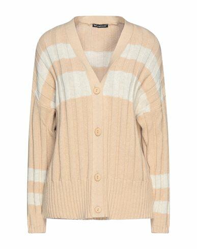 Biancoghiaccio Woman Cardigan Beige Cotton, Acrylic Cover