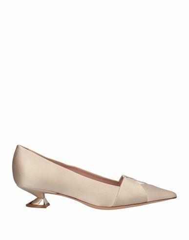 Giorgio Armani Woman Pumps Beige Viscose, Silk Cover