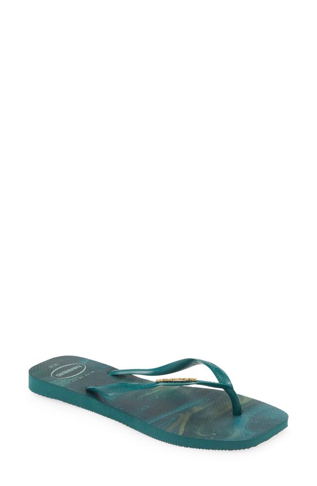 Havaianas Slim Square Flip Flop in Pantanal Green Cover