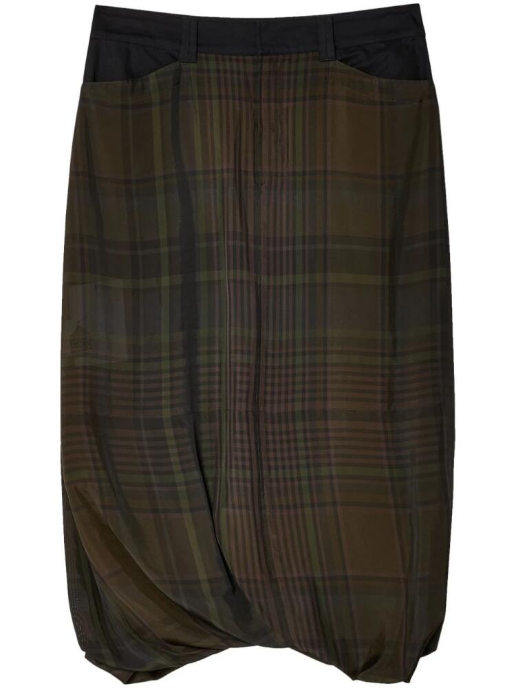 LEMAIRE checked twisted-hem skirt - Brown Cover