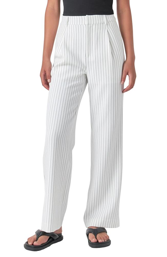 Grey Lab Pinstripe HIgh Waist Wide Leg Pants in White Black Stripe Cover