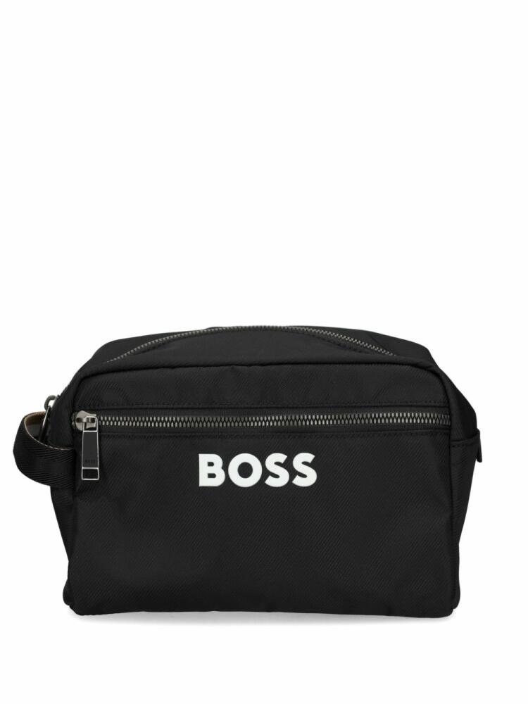 BOSS logo-print wash bag - Black Cover