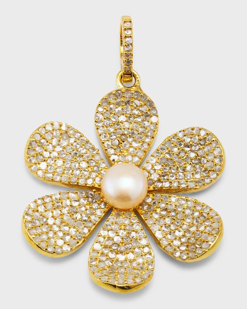 Margo Morrison 18K Gold Vermeil Diamond and Pearl Flower Charm Cover