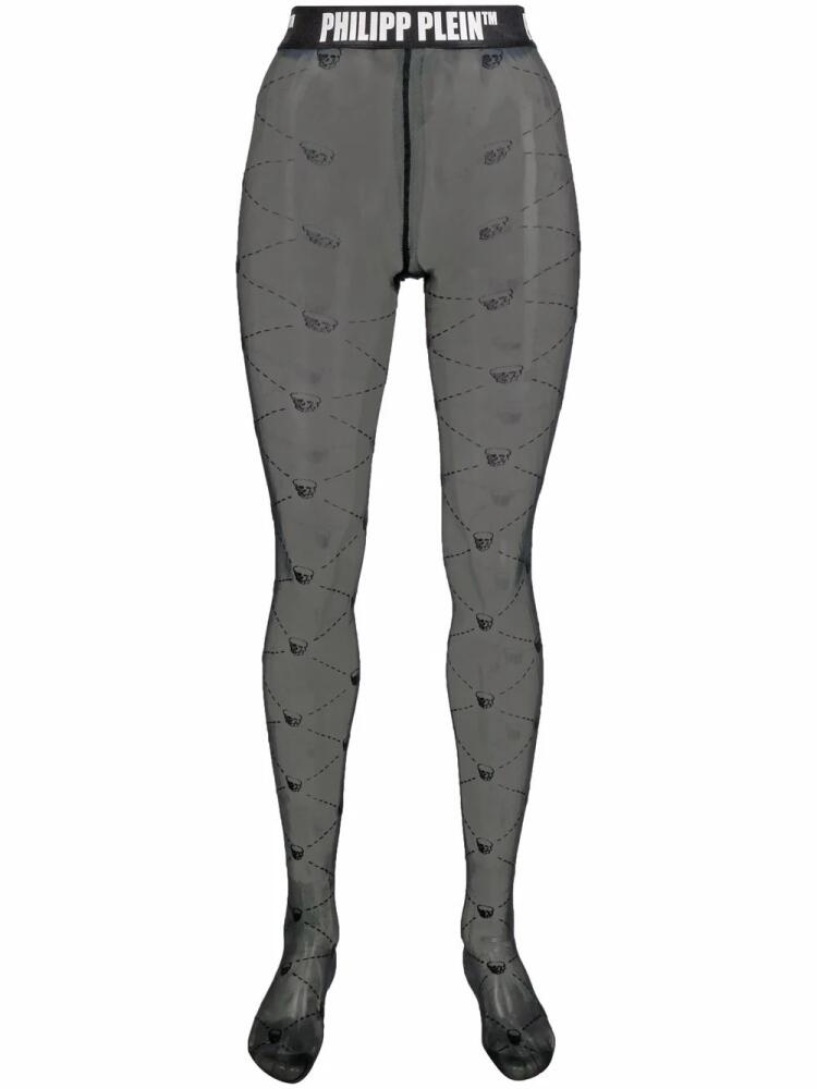 Philipp Plein skull pattern tights - Black Cover