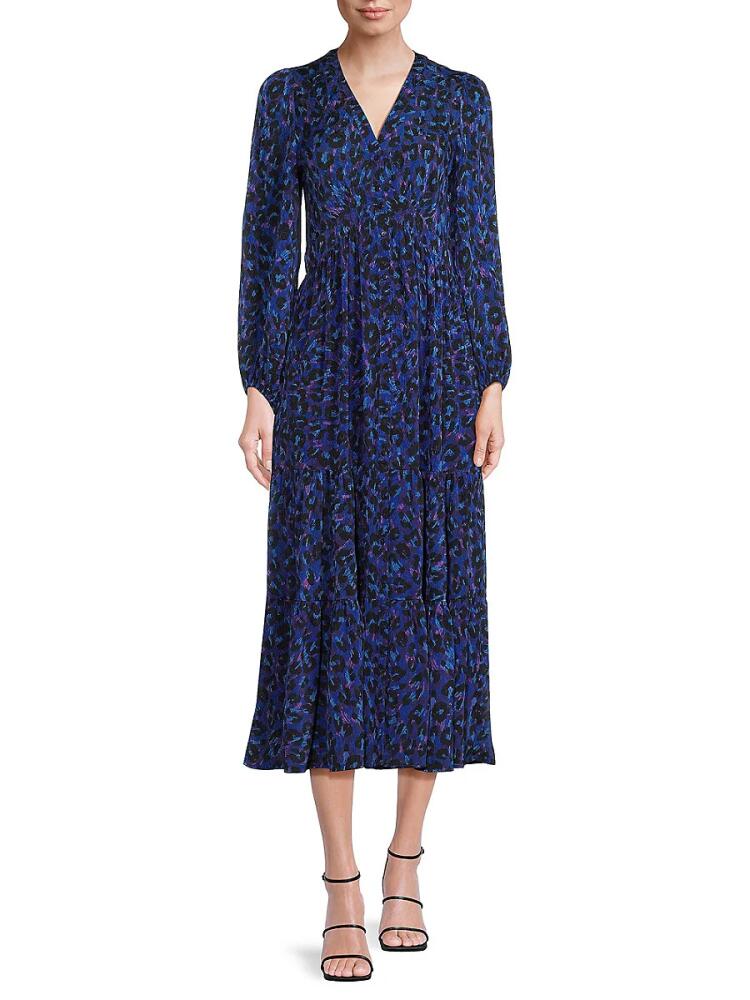 ba & sh Women's Linette Print Tiered Maxi Dress - Blue Cover