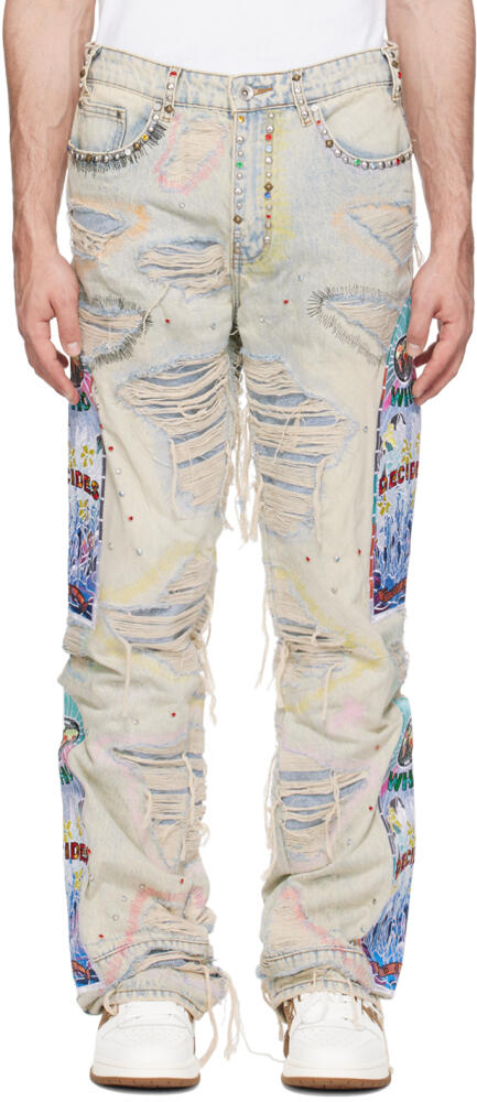 Who Decides War Blue Embroidered Jeans Cover