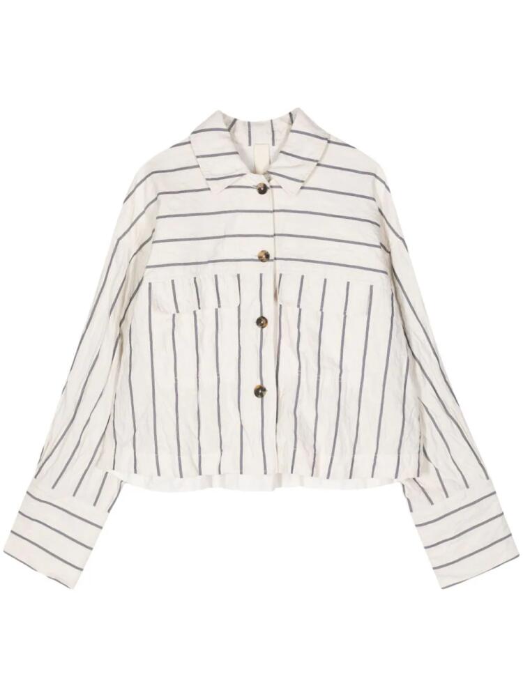 Forme D'expression striped drop-shoulder shirt jacket - Neutrals Cover