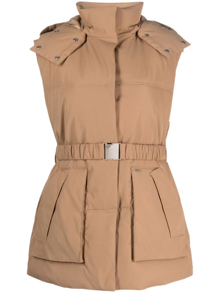 BOSS belted hooded gilet - Brown Cover