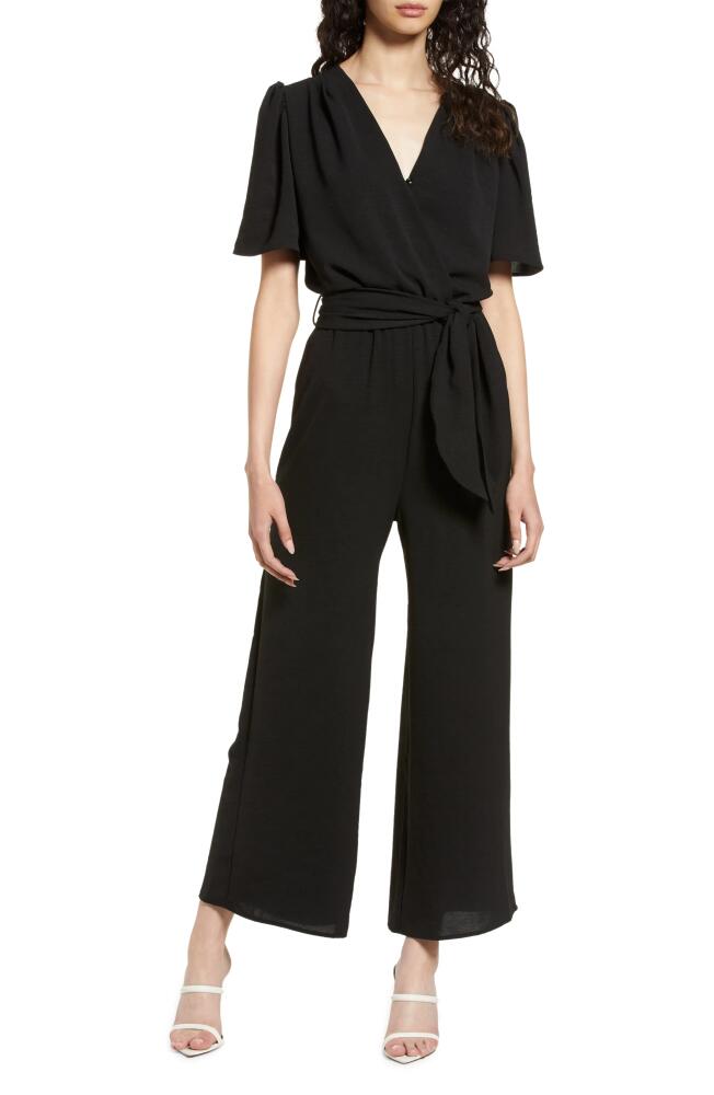 Fraiche by J Tie Front Wide Leg Jumpsuit in Black Cover