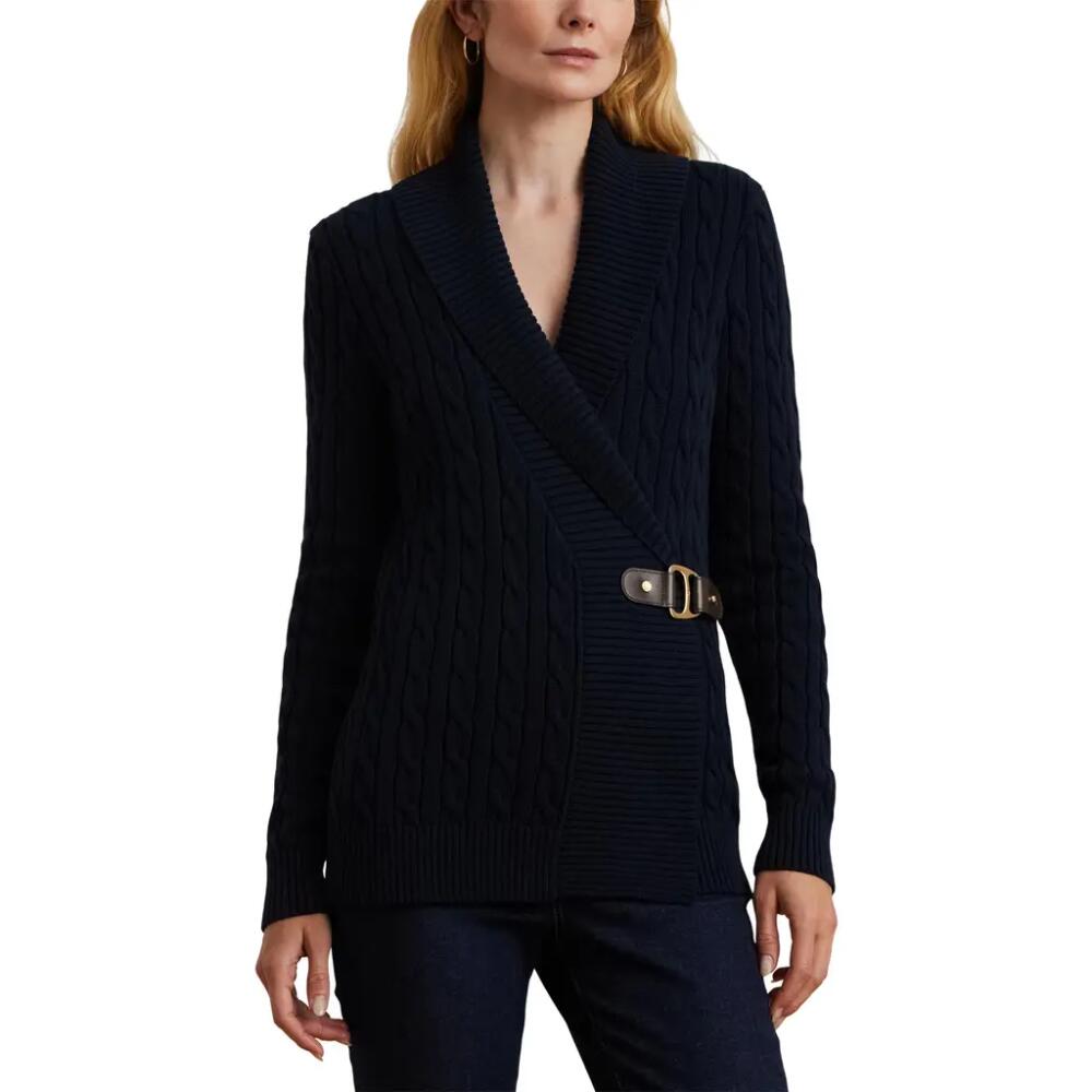 Lauren Ralph Lauren Cable Stitch Cotton Wrap Cardigan in Lauren Navy Cover